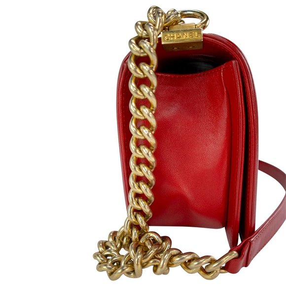 Chanel Boy Bag Red With Gold Hardware - Picture 3 of 10
